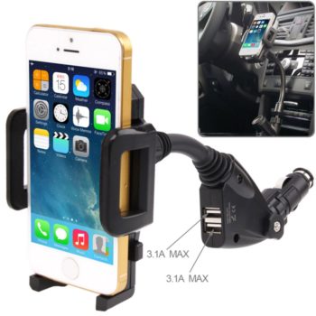 12V Cigarette Lighter Power Supply with 2 x USB Ports Car Charger Holder, and an Adjusting Width