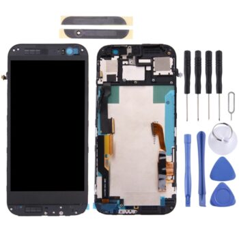 TFT LCD Screen for HTC One M8 (Top+Bottom)Digitizer Full Assembly  & Front Glass Lens Cover(Black)